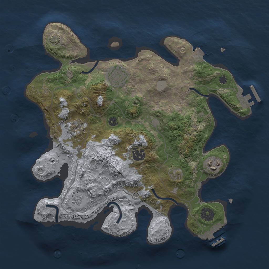 Rust Map: Procedural Map, Size: 3000, Seed: 2134099142, 12 Monuments