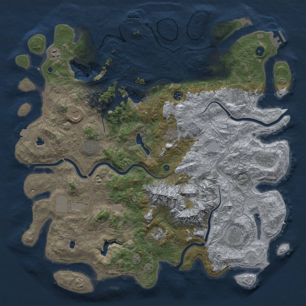 Rust Map: Procedural Map, Size: 5000, Seed: 541510, 17 Monuments