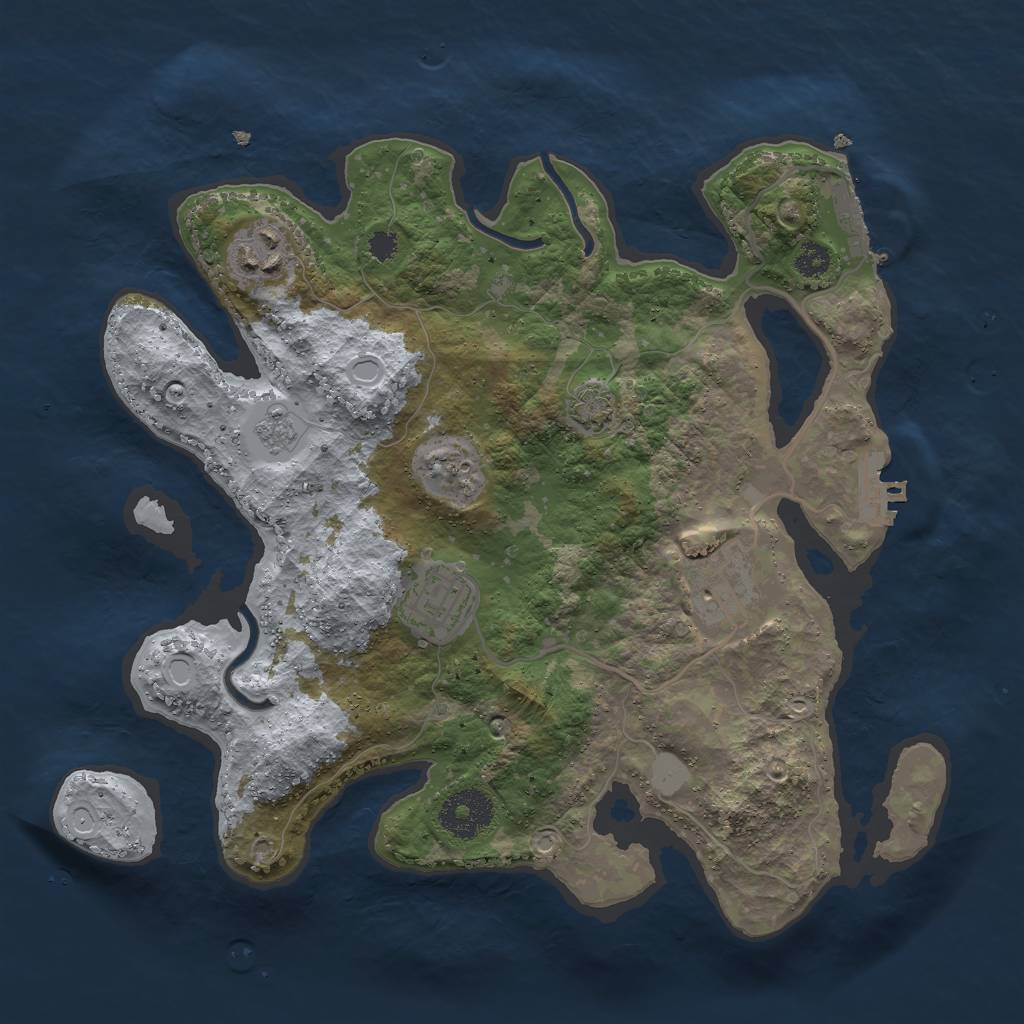 Rust Map: Procedural Map, Size: 3000, Seed: 5608, 10 Monuments