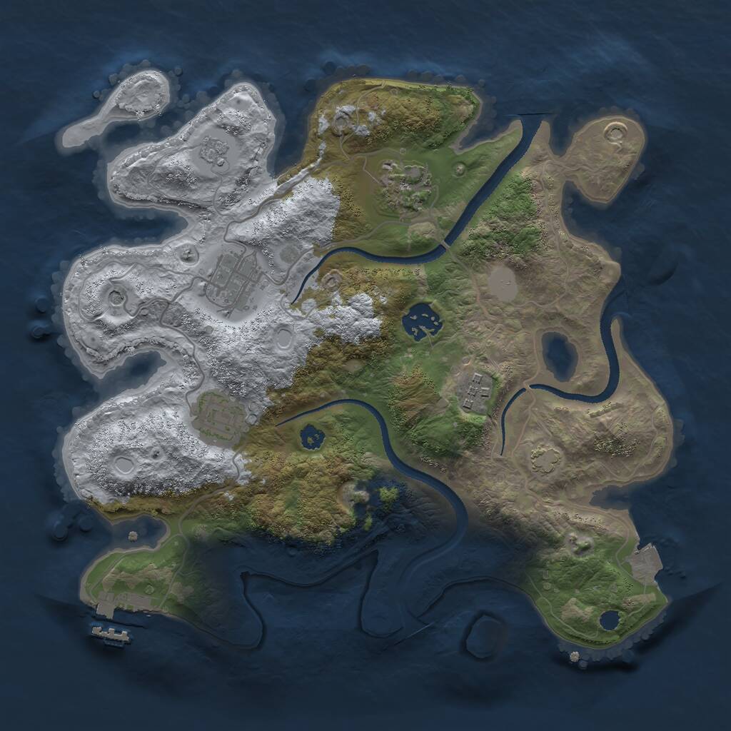 Rust Map: Procedural Map, Size: 3000, Seed: 353680774, 10 Monuments