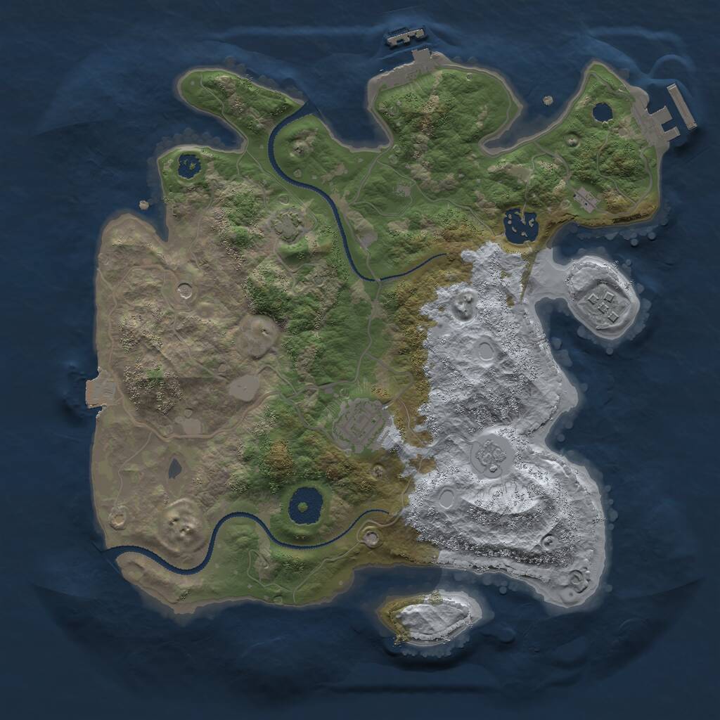 Rust Map: Procedural Map, Size: 3000, Seed: 10976, 9 Monuments