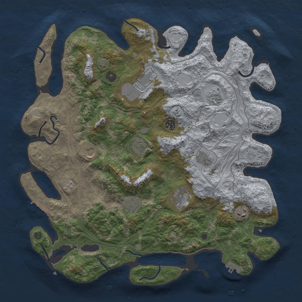 Rust Map: Procedural Map, Size: 4250, Seed: 657390430, 18 Monuments
