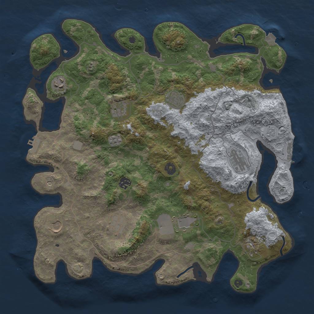 Rust Map: Procedural Map, Size: 4000, Seed: 669158196, 18 Monuments