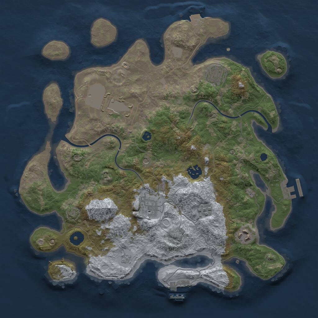 Rust Map: Procedural Map, Size: 3500, Seed: 326932, 12 Monuments