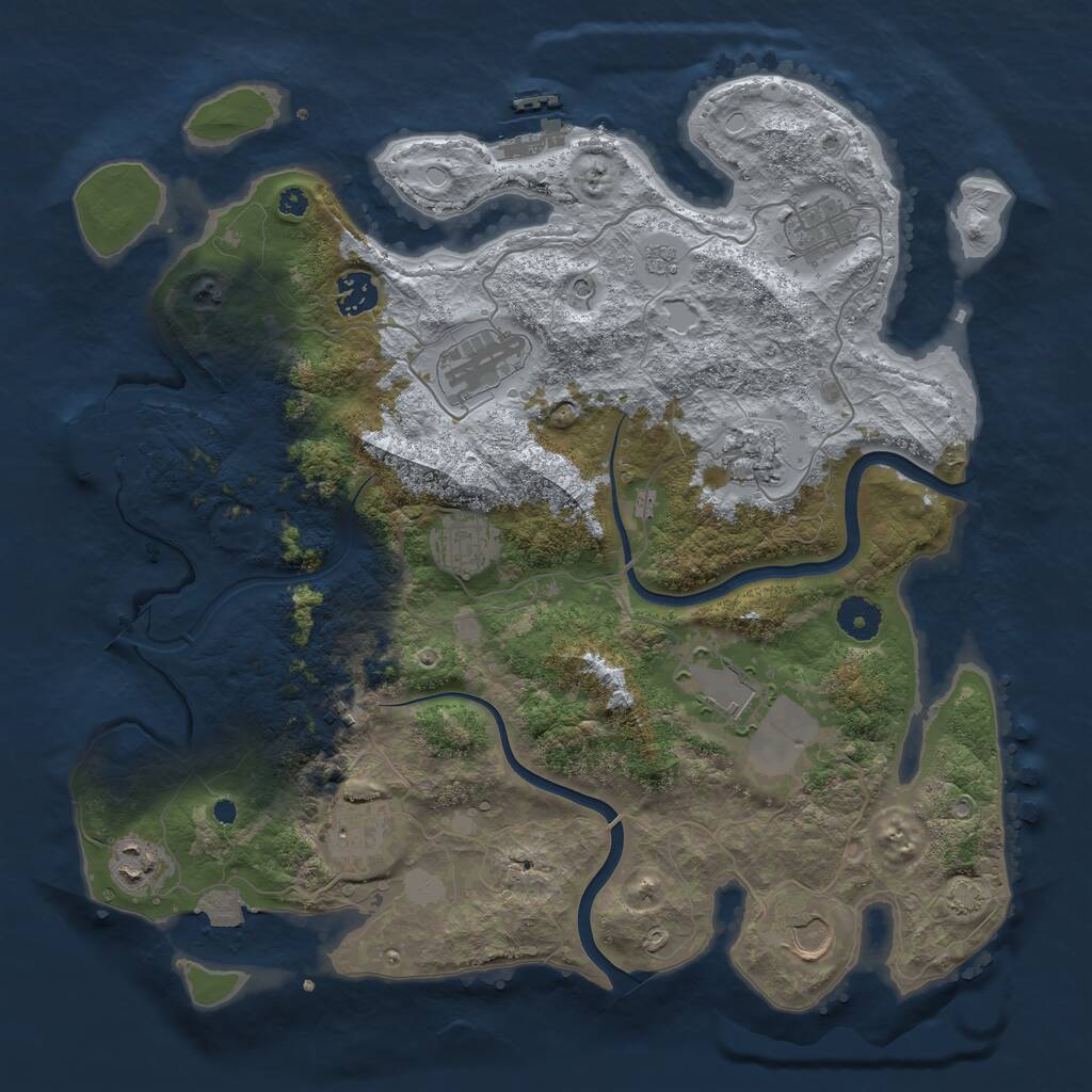 Rust Map: Procedural Map, Size: 3800, Seed: 18008, 16 Monuments