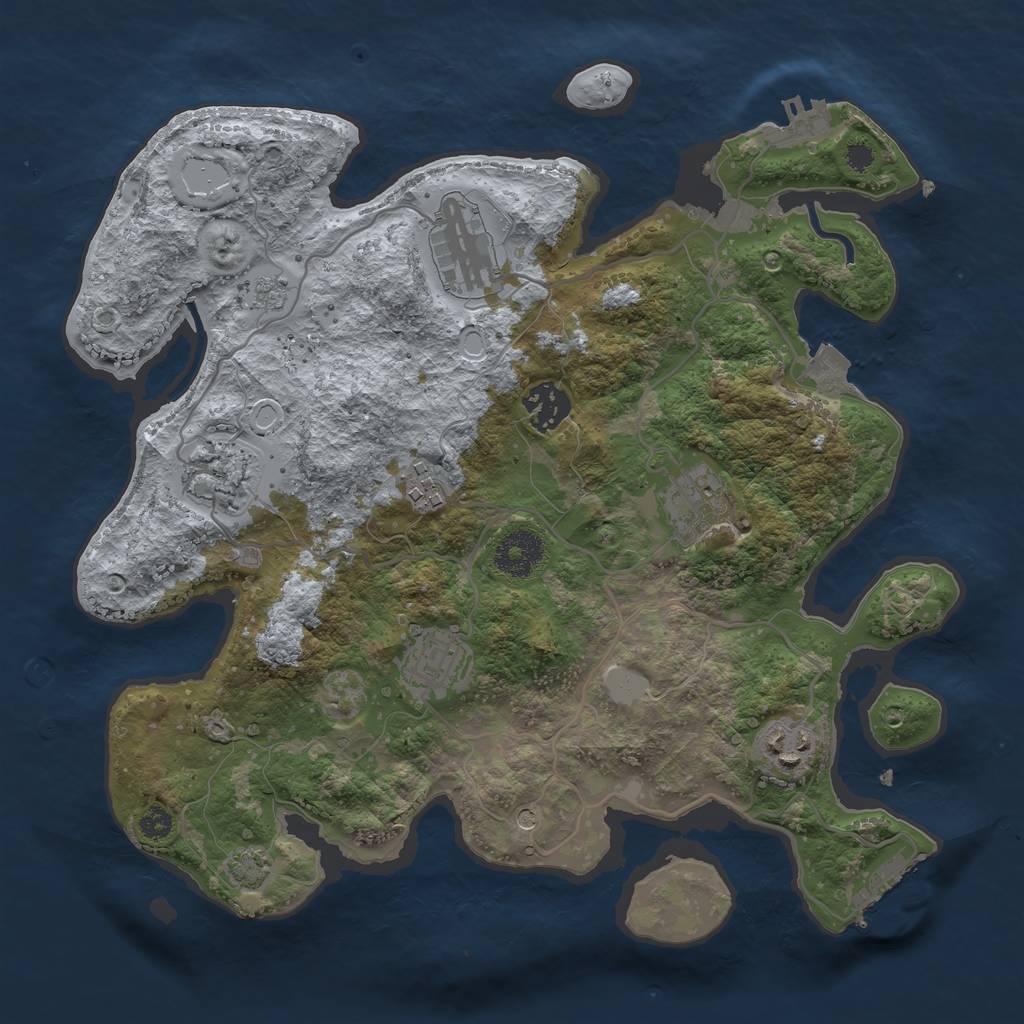 Rust Map: Procedural Map, Size: 3250, Seed: 1138871864, 15 Monuments