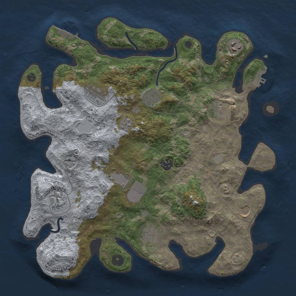 Rust Map: Procedural Map, Size: 3750, Seed: 151277661, 18 Monuments