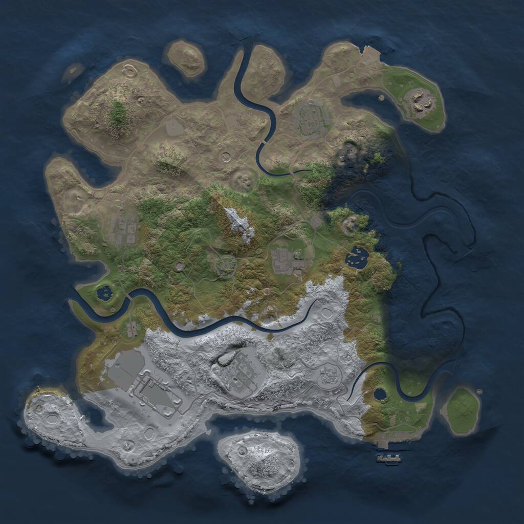 Rust Map: Procedural Map, Size: 3500, Seed: 1071815, 13 Monuments