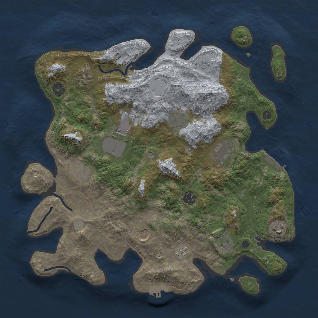 Rust Map: Procedural Map, Size: 3700, Seed: 717990082, 17 Monuments