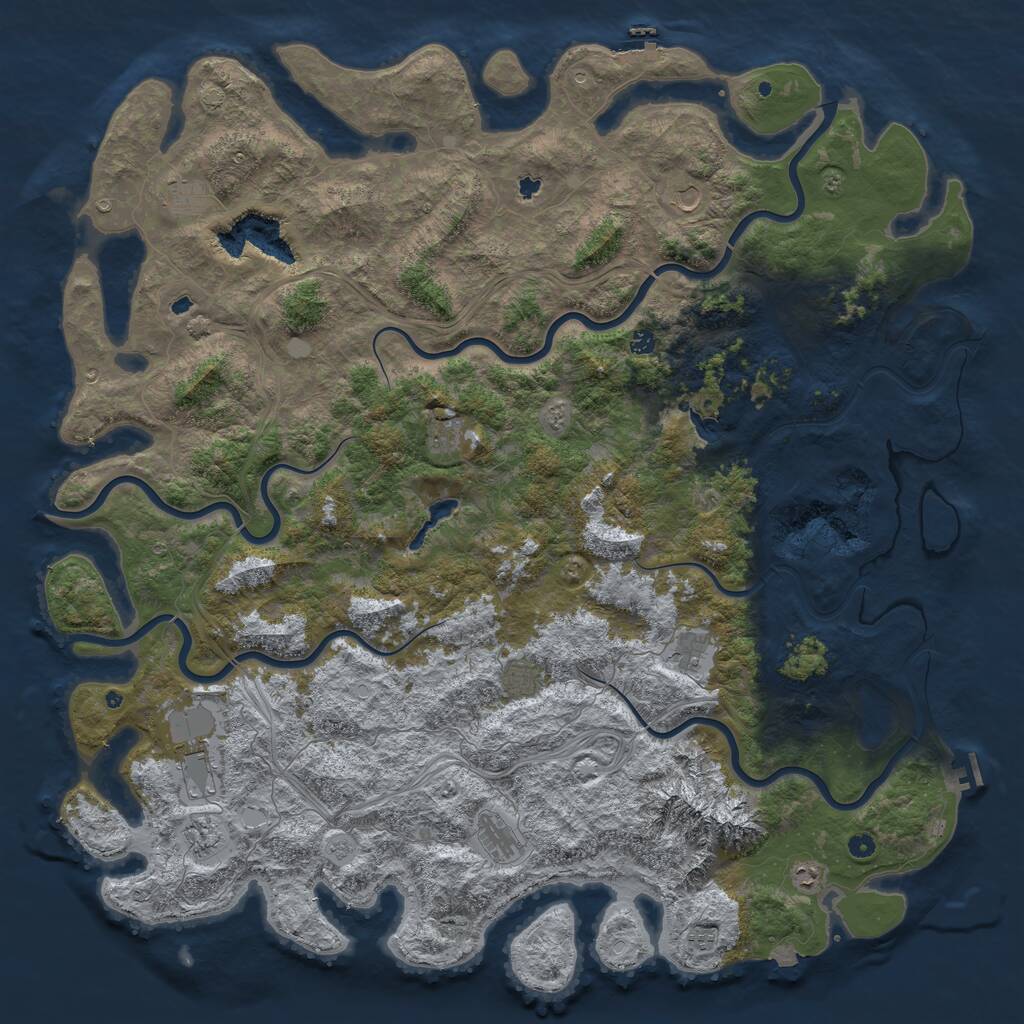 Rust Map: Procedural Map, Size: 6000, Seed: 1476113444, 17 Monuments