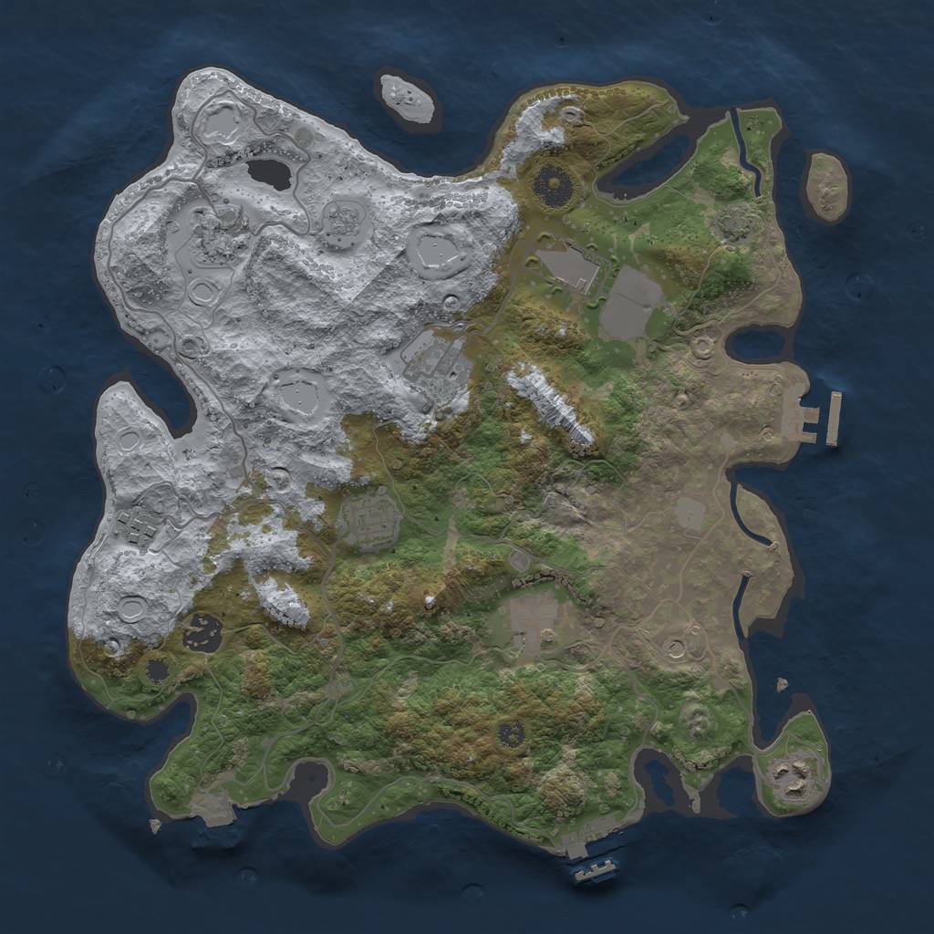 Rust Map: Procedural Map, Size: 3500, Seed: 152868426, 16 Monuments