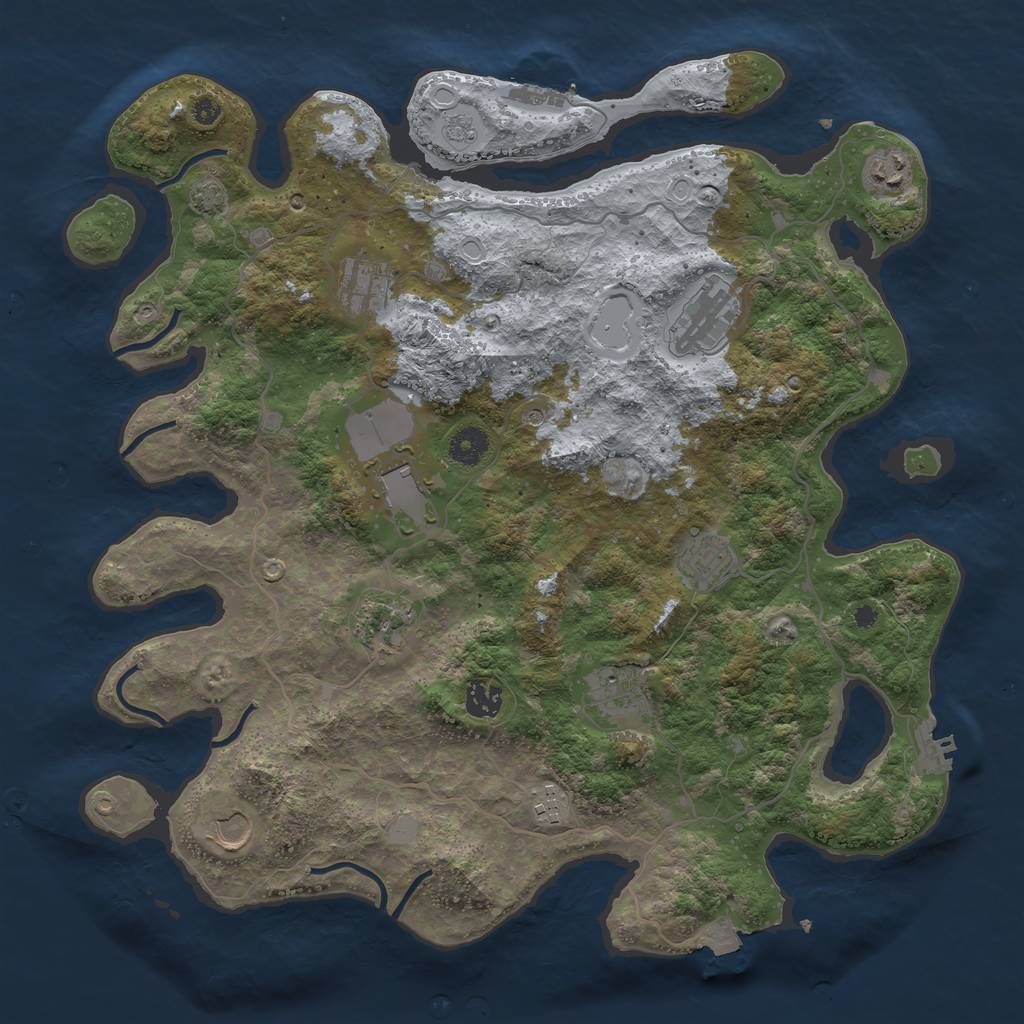 Rust Map: Procedural Map, Size: 4000, Seed: 696969696, 18 Monuments