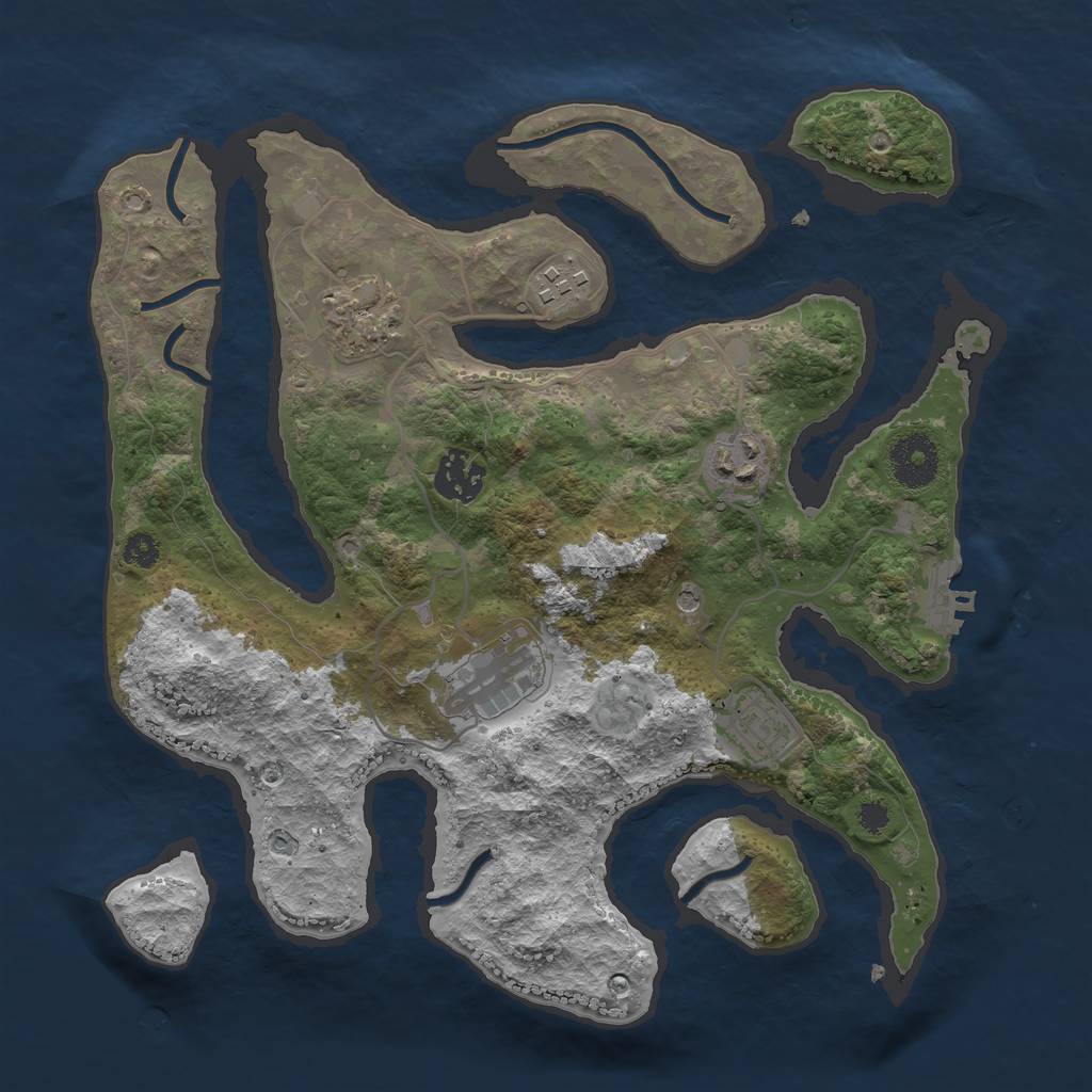 Rust Map: Procedural Map, Size: 3200, Seed: 907, 10 Monuments