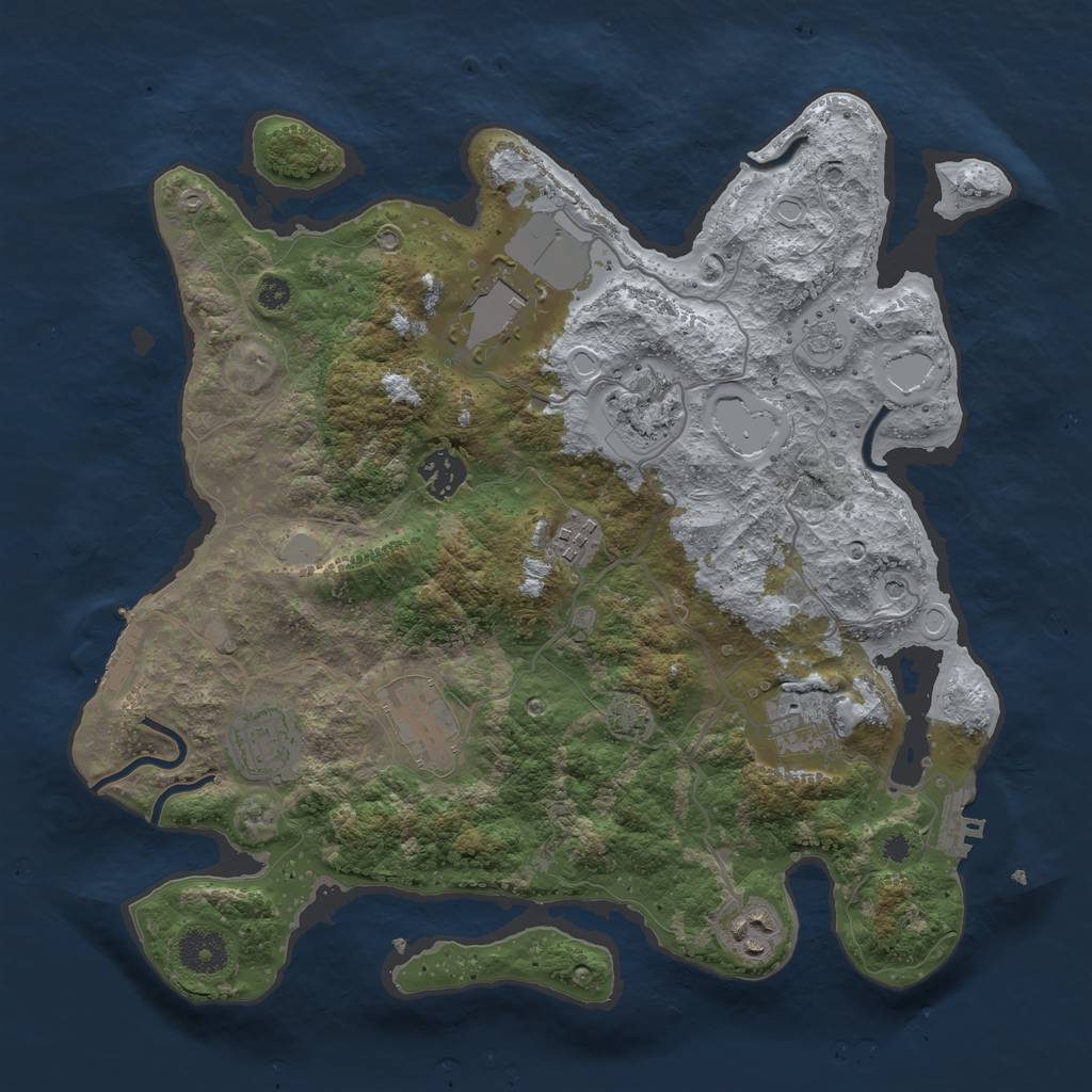 Rust Map: Procedural Map, Size: 3500, Seed: 270953972, 16 Monuments