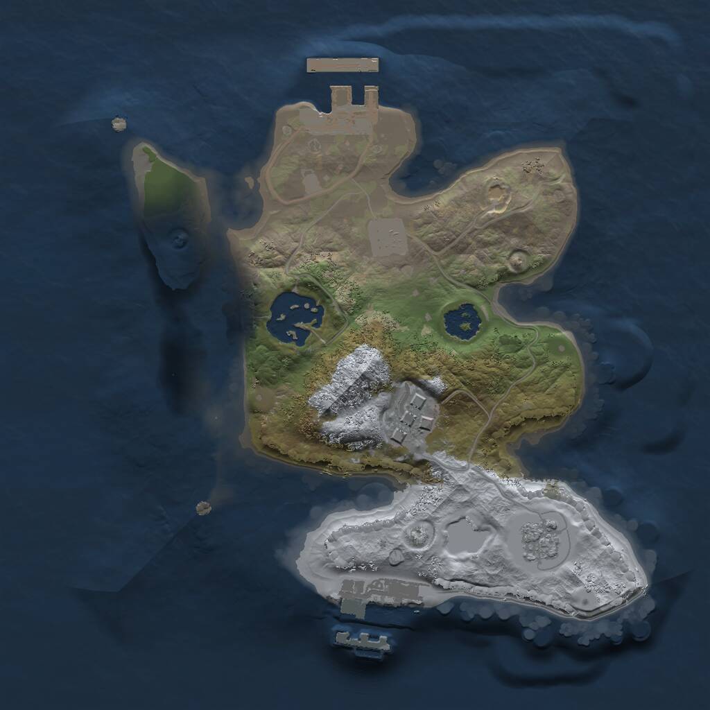 Rust Map: Procedural Map, Size: 2000, Seed: 1044276046, 6 Monuments