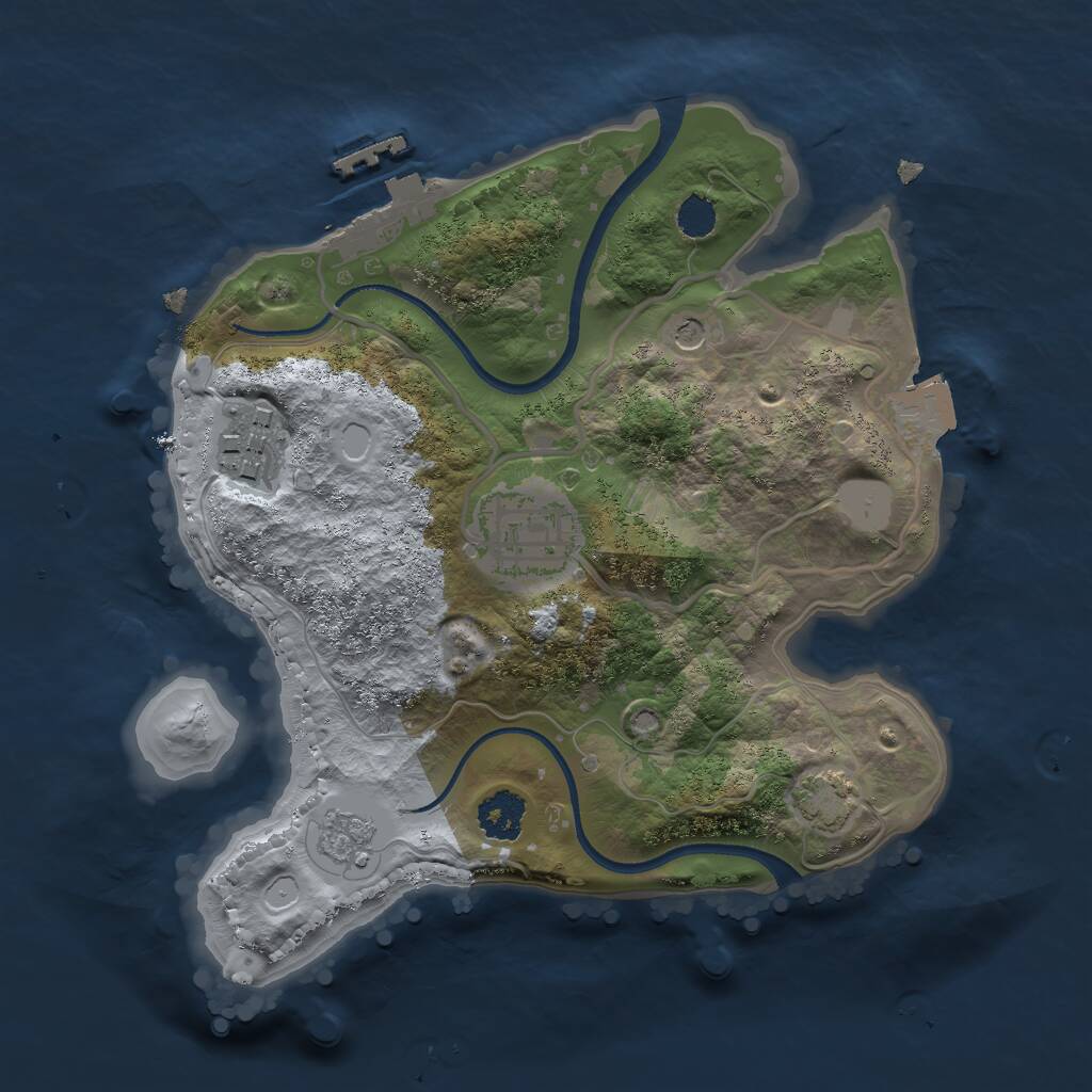 Rust Map: Procedural Map, Size: 2250, Seed: 121, 7 Monuments