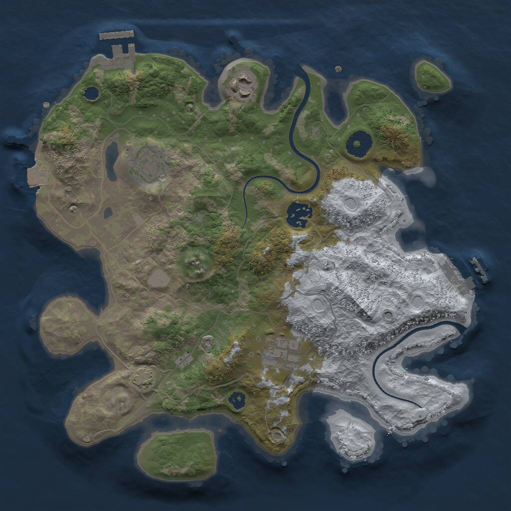 Rust Map: Procedural Map, Size: 3000, Seed: 38926, 8 Monuments