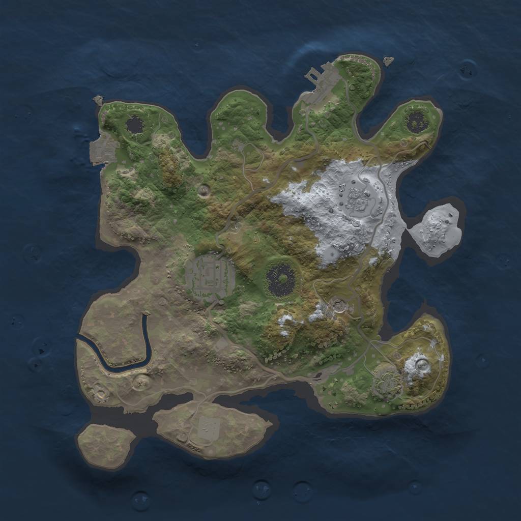 Rust Map: Procedural Map, Size: 2500, Seed: 61764914, 8 Monuments
