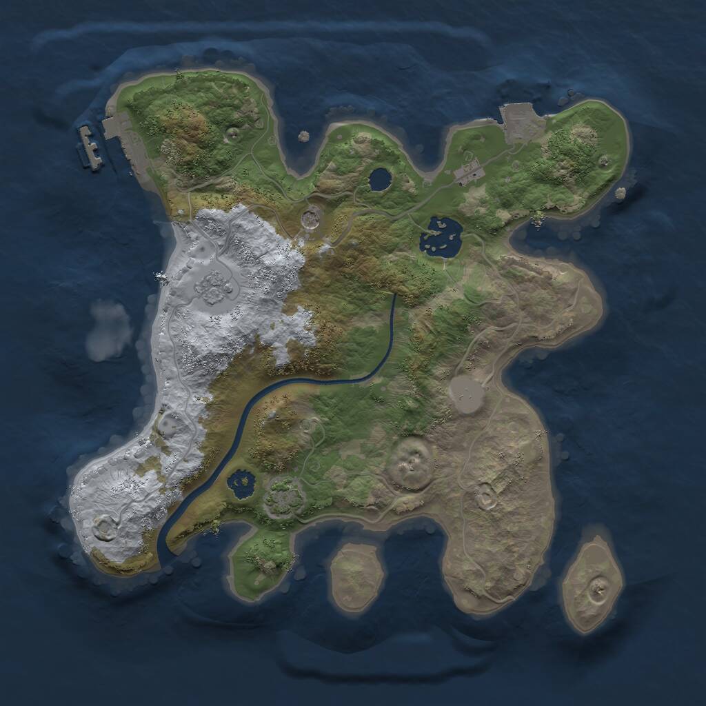 Rust Map: Procedural Map, Size: 2500, Seed: 876543, 6 Monuments
