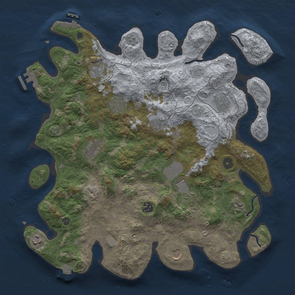 Rust Map: Procedural Map, Size: 4000, Seed: 1883381013, 19 Monuments