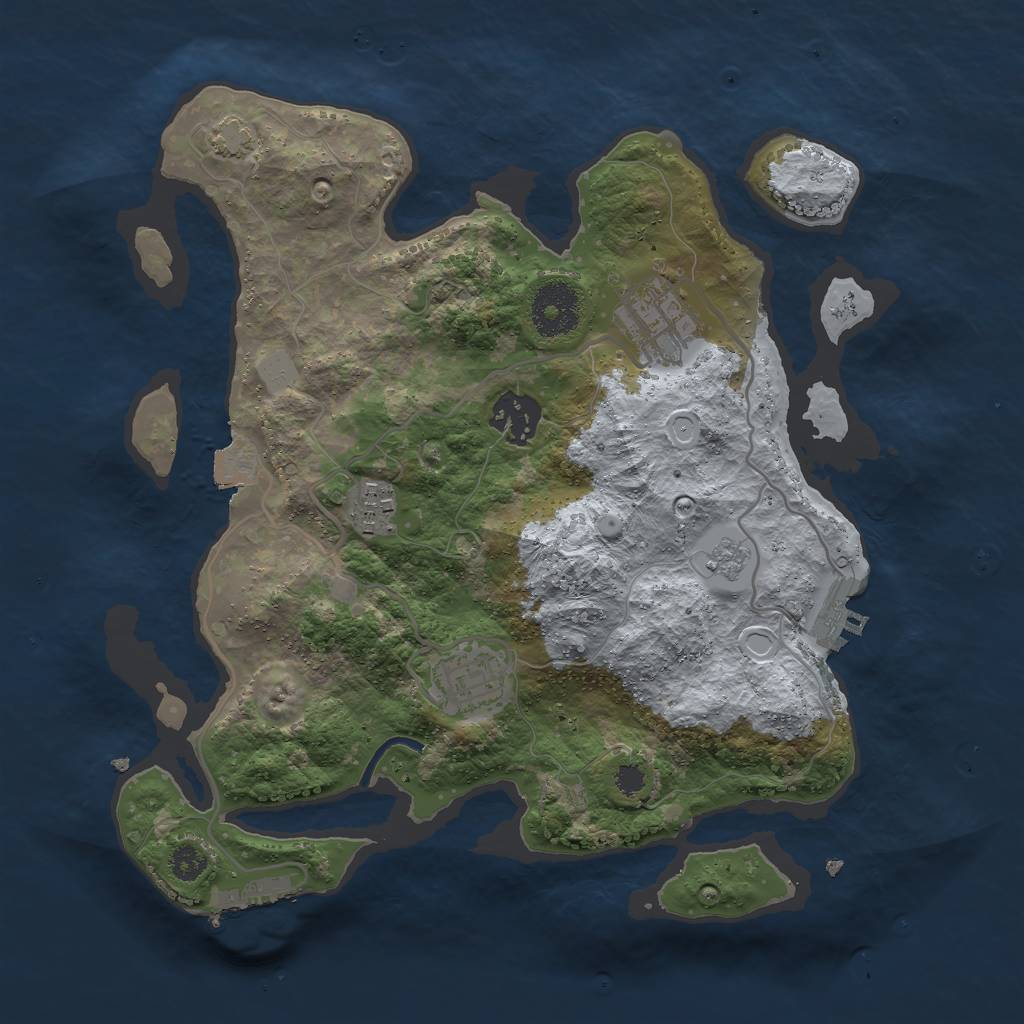 Rust Map: Procedural Map, Size: 3000, Seed: 624738, 11 Monuments