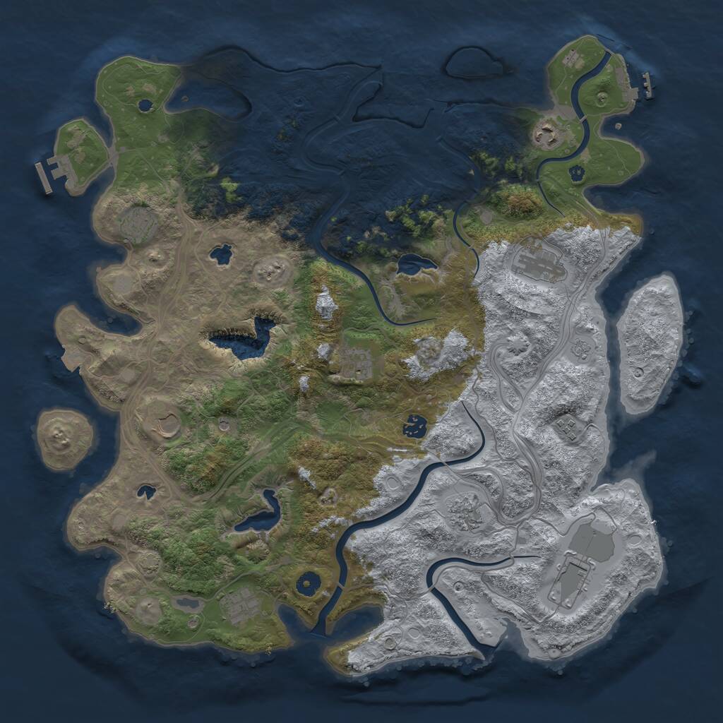 Rust Map: Procedural Map, Size: 4500, Seed: 198345306, 16 Monuments