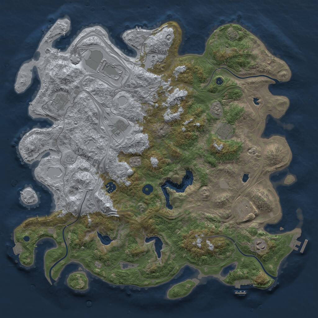 Rust Map: Procedural Map, Size: 4500, Seed: 1160623434, 15 Monuments