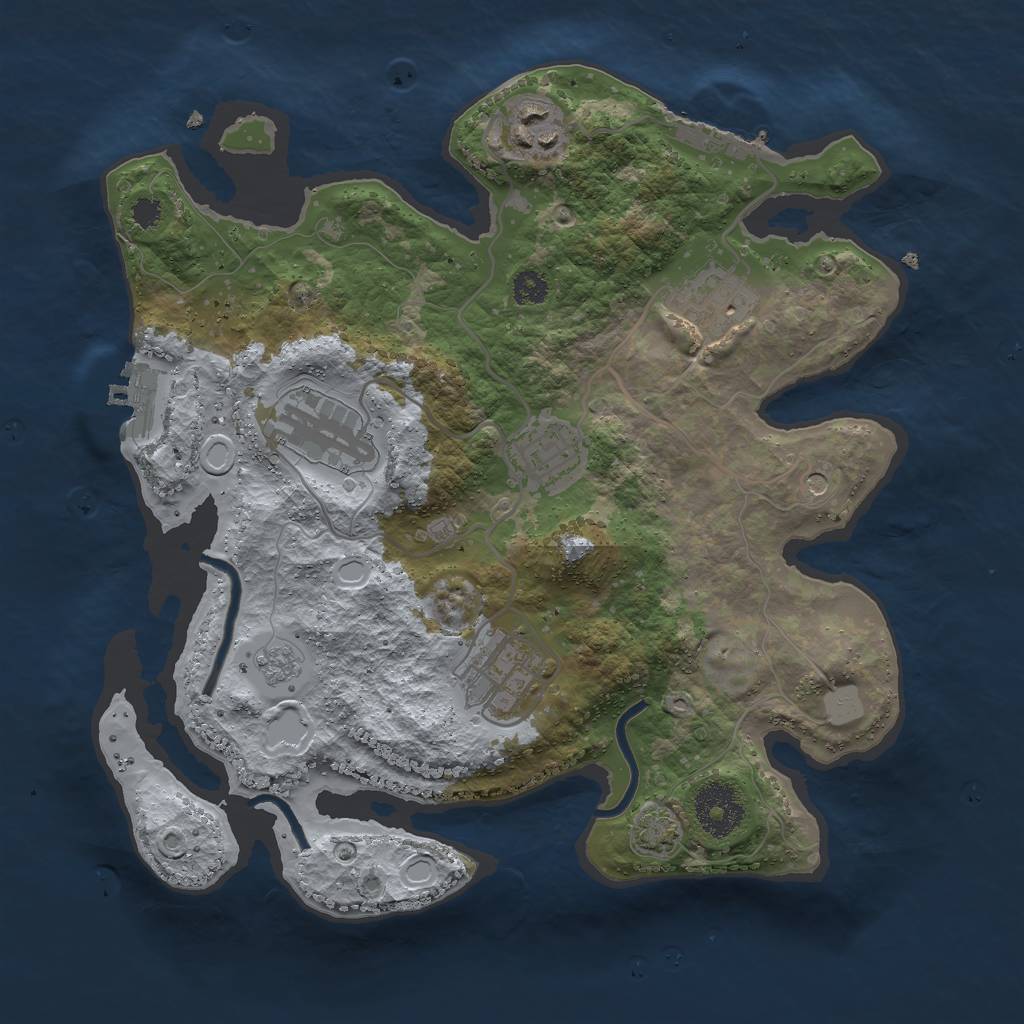 Rust Map: Procedural Map, Size: 3000, Seed: 581152, 13 Monuments