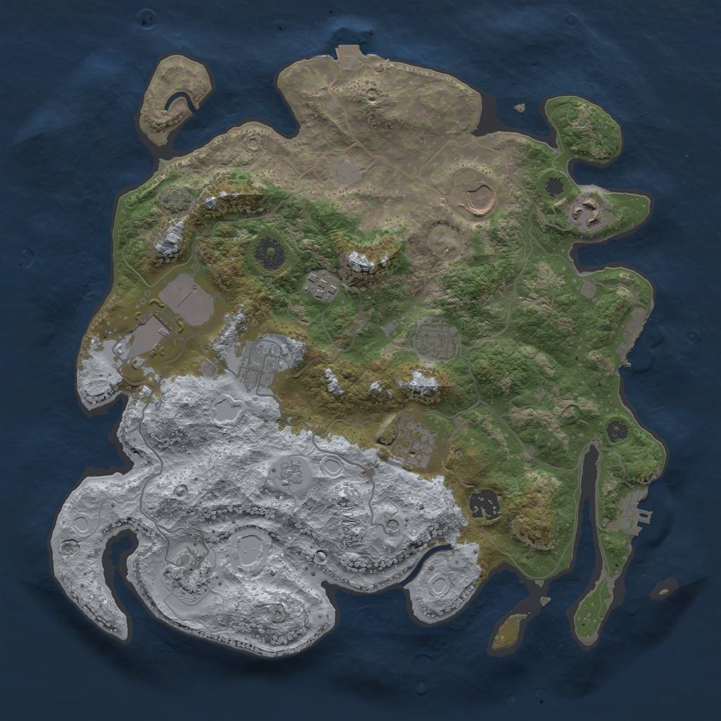 Rust Map: Procedural Map, Size: 3500, Seed: 654983, 17 Monuments