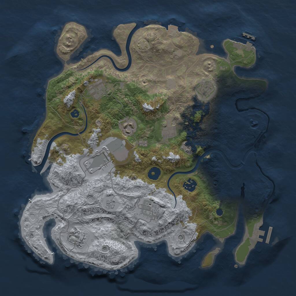 Rust Map: Procedural Map, Size: 3500, Seed: 654983, 15 Monuments