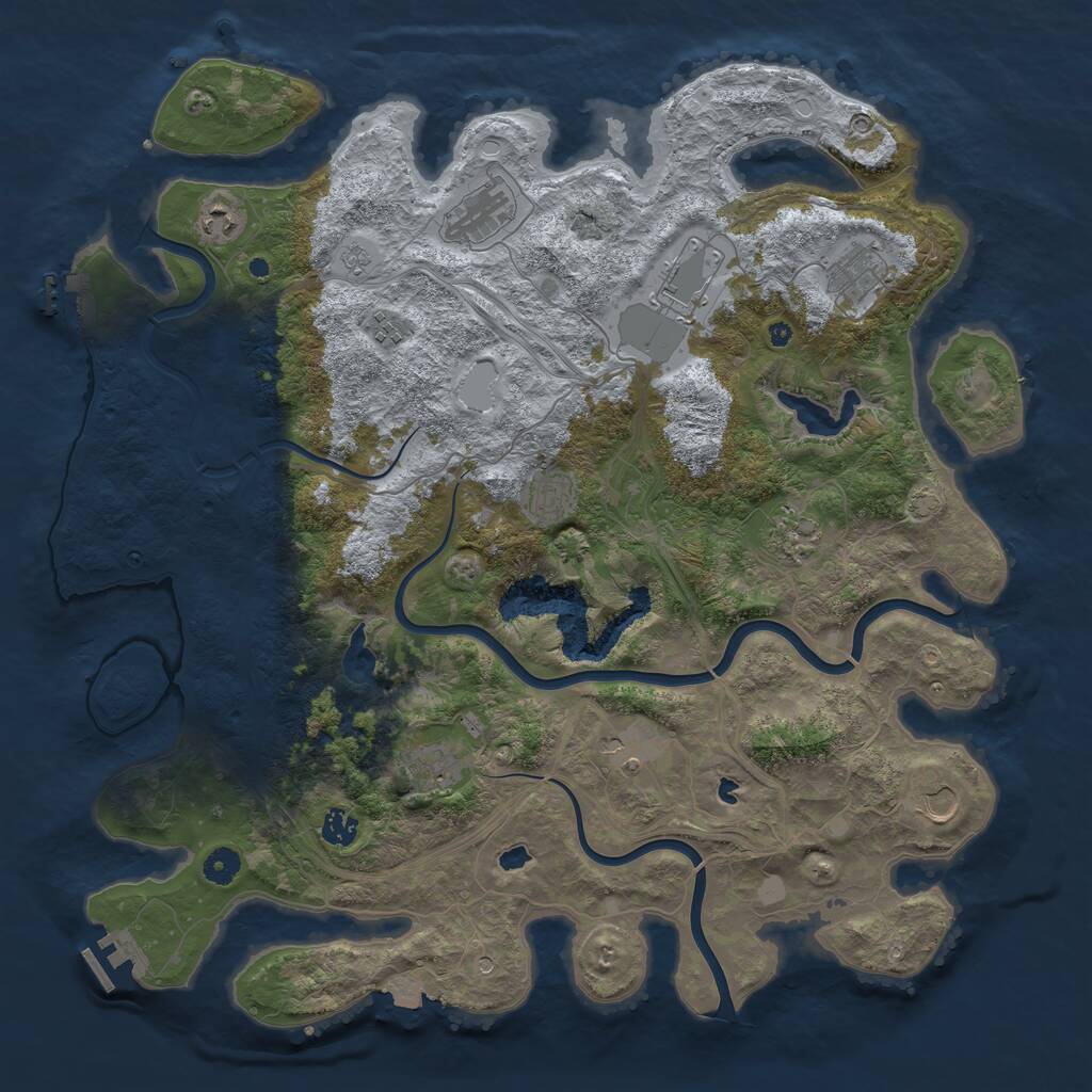 Rust Map: Procedural Map, Size: 4500, Seed: 1230903545, 17 Monuments