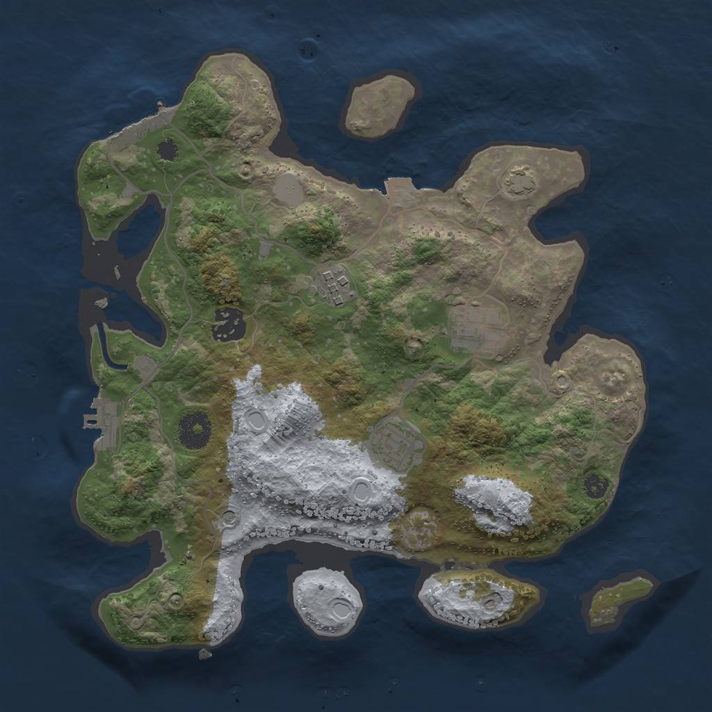 Rust Map: Procedural Map, Size: 3000, Seed: 1961136342, 11 Monuments
