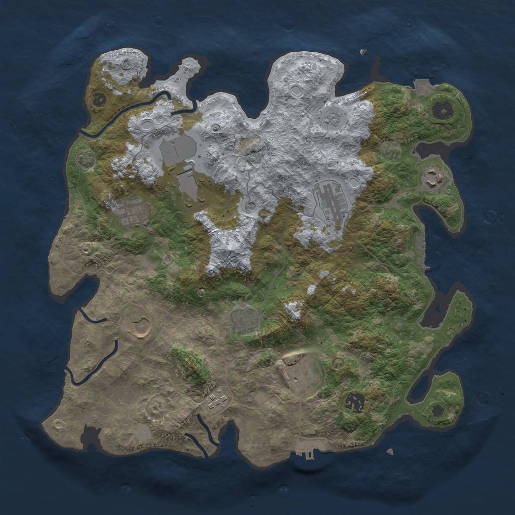 Rust Map: Procedural Map, Size: 3800, Seed: 468663, 17 Monuments