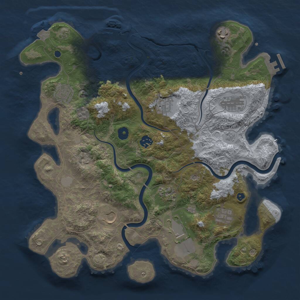 Rust Map: Procedural Map, Size: 3800, Seed: 49994, 16 Monuments