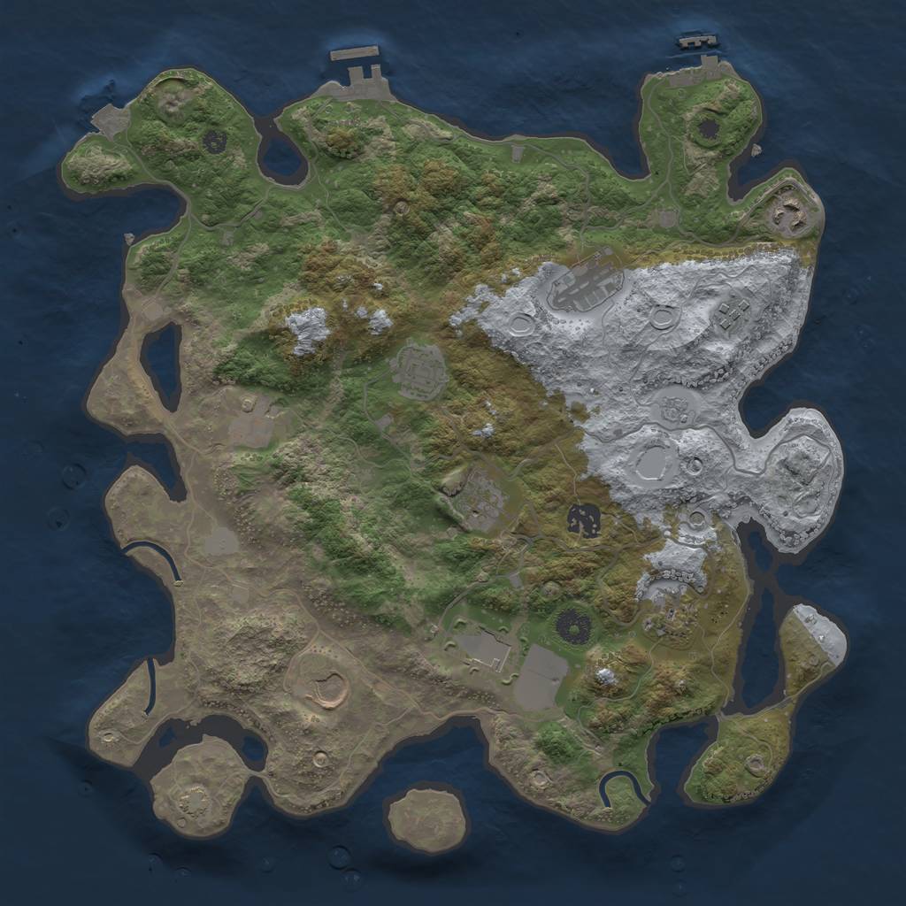 Rust Map: Procedural Map, Size: 3800, Seed: 49994, 18 Monuments