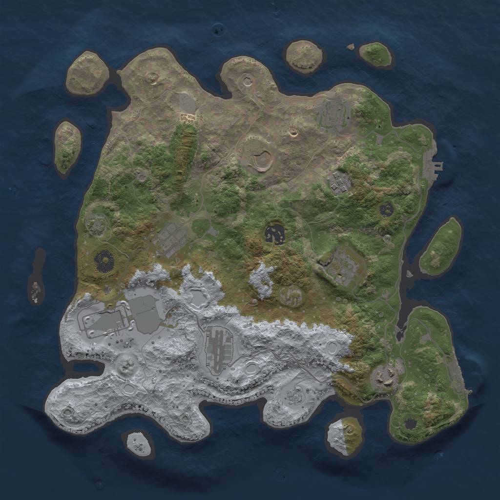 Rust Map: Procedural Map, Size: 3500, Seed: 731721146, 17 Monuments
