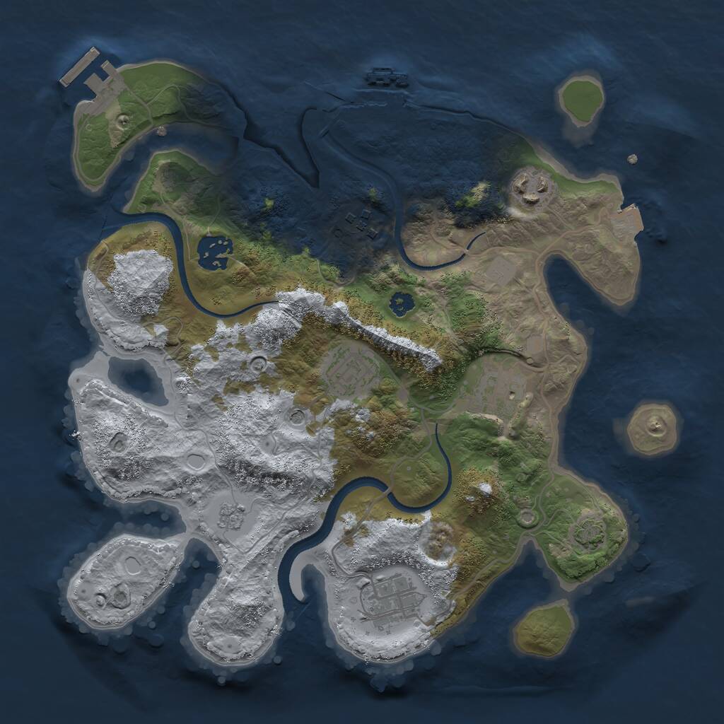 Rust Map: Procedural Map, Size: 3000, Seed: 190564385, 12 Monuments