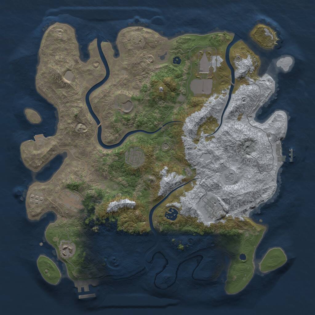 Rust Map: Procedural Map, Size: 3800, Seed: 45768, 14 Monuments