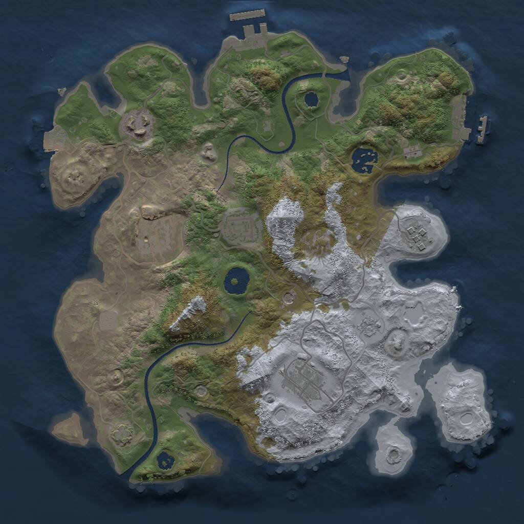 Rust Map: Procedural Map, Size: 3000, Seed: 818289944, 12 Monuments
