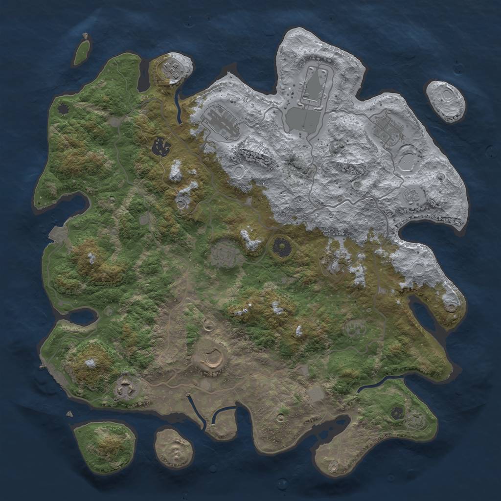 Rust Map: Procedural Map, Size: 4000, Seed: 345734220, 16 Monuments