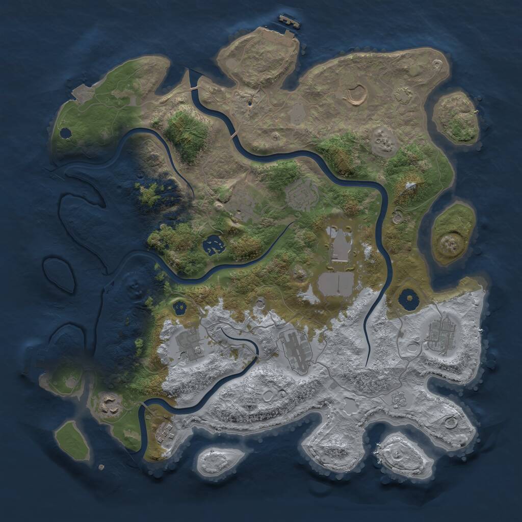 Rust Map: Procedural Map, Size: 3800, Seed: 32137, 16 Monuments