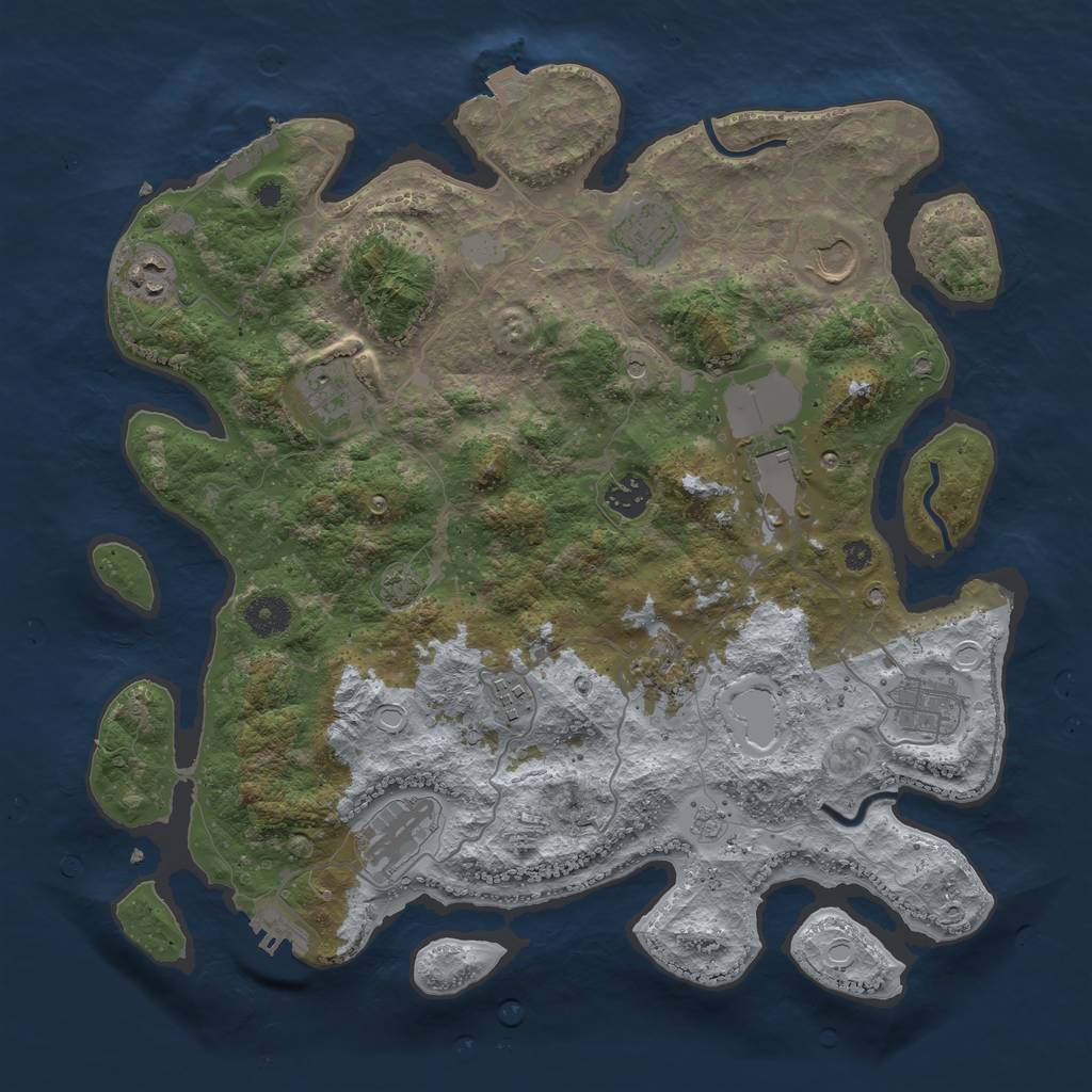 Rust Map: Procedural Map, Size: 3800, Seed: 32137, 18 Monuments