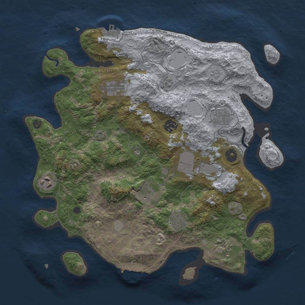 Rust Map: Procedural Map, Size: 3600, Seed: 873101056, 17 Monuments