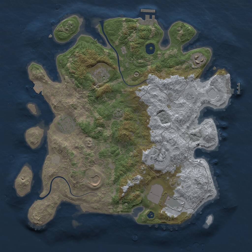 Rust Map: Procedural Map, Size: 3550, Seed: 918774, 12 Monuments