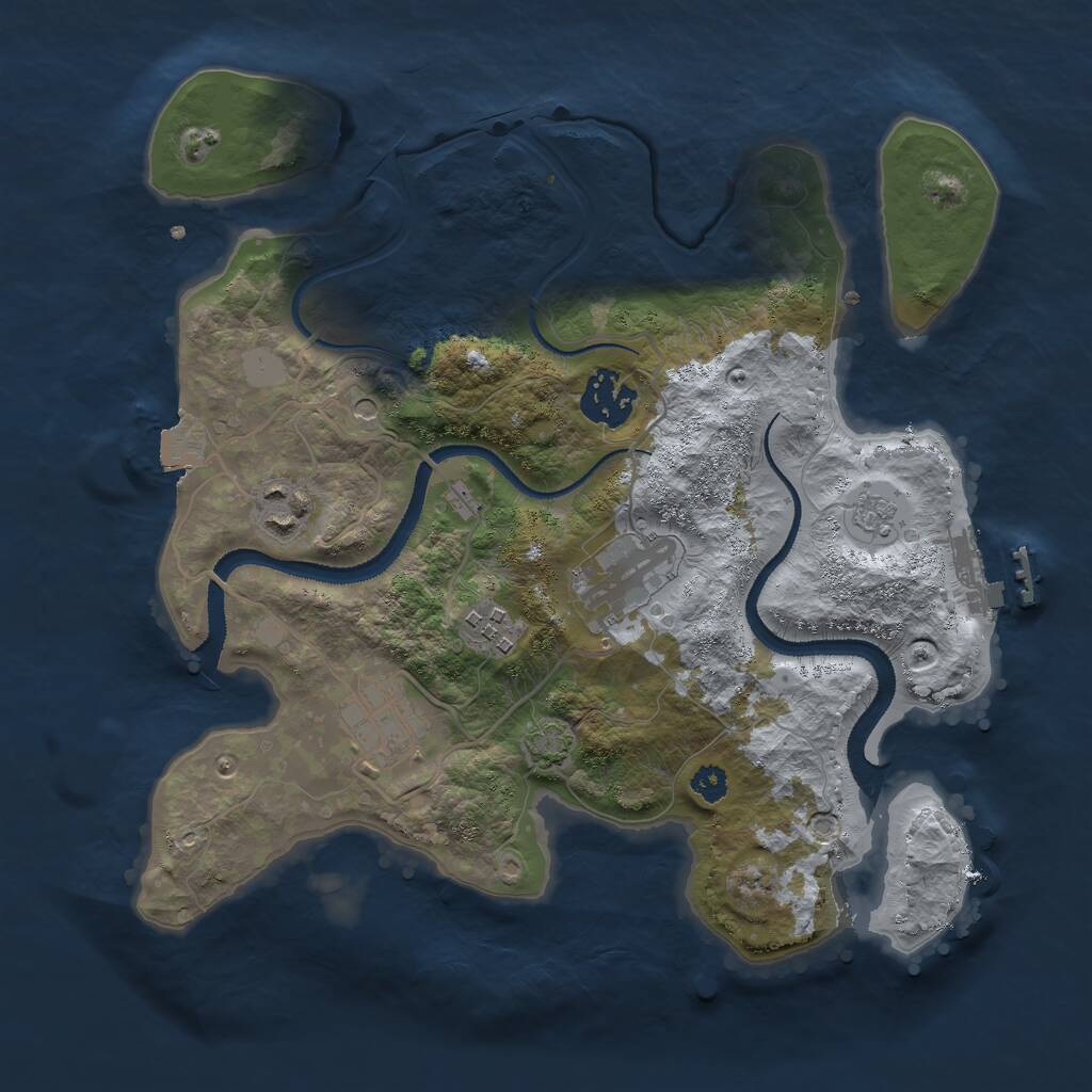 Rust Map: Procedural Map, Size: 3000, Seed: 19586, 10 Monuments