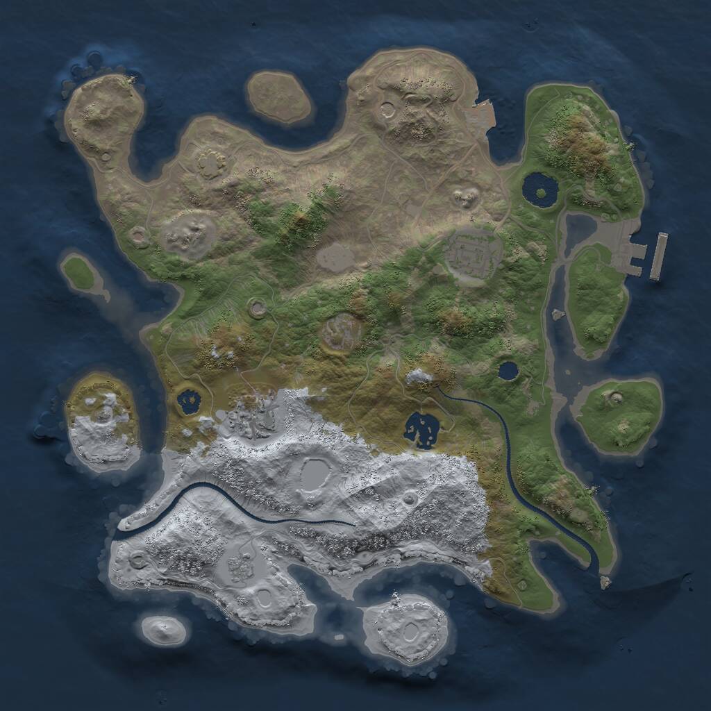 Rust Map: Procedural Map, Size: 3000, Seed: 9277125, 8 Monuments
