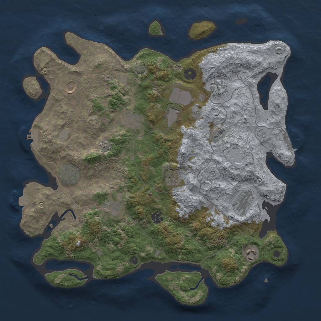Rust Map: Procedural Map, Size: 4000, Seed: 128152175, 19 Monuments