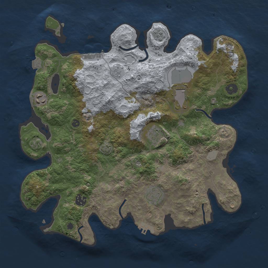 Rust Map: Procedural Map, Size: 3500, Seed: 1155662638, 14 Monuments