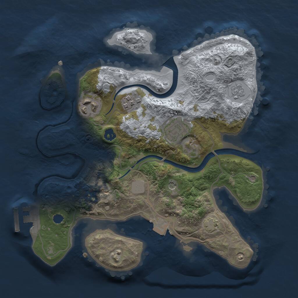 Rust Map: Procedural Map, Size: 2500, Seed: 1278413990, 8 Monuments