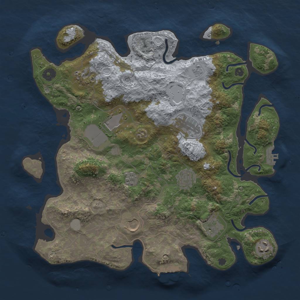 Rust Map: Procedural Map, Size: 3500, Seed: 1040230810, 15 Monuments